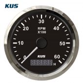 Στροφομετρο 6000rpm Χρώμα ΑΝΟΞΕΙΔΩΤΟ ΜΑΥΡΟ Διάμετρος 85mm Kus 04518-INOX