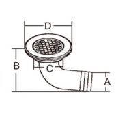 Υδρορροη γωνιακη 90° αποχετευσης ναυλον με ινοχ καπακι για σωληνα 00799