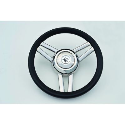 Τιμονι Με Inox Ακτινες Χρώμα Μαύρο Διάμετρος 350mm Savoretti 03543-BL