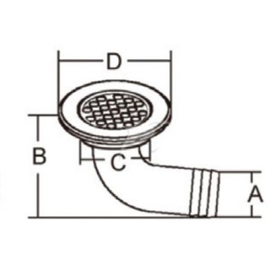 Υδρορροη γωνιακη 90° αποχετευσης ναυλον με ινοχ καπακι για σωληνα 00799