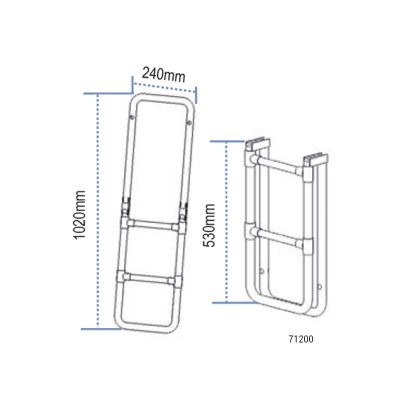 Σκάλα αλουμινένια αναδιπλώμενη για φουσκωτά σκάφη 3 σκαλοπάτια 240x1020mm 71200